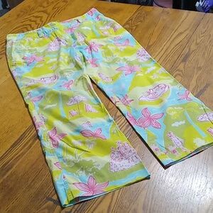 LILLY PULITZER Womens PANTS 4 Preowned Casual SLACKS YELLOW GREEN Used  Floral